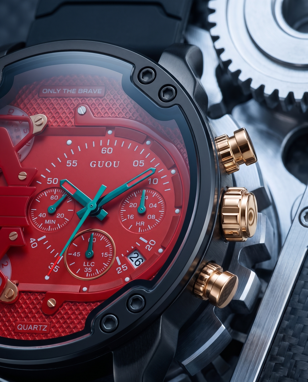 GUOU Men’s Futuristic Chronograph Watch – White Strap Cyber Design