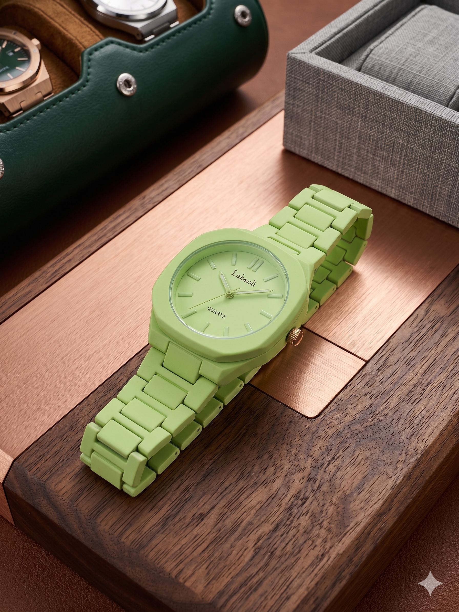 Labaoli Women’s Fashion Quartz Watch – Matte Green Bracelet Style