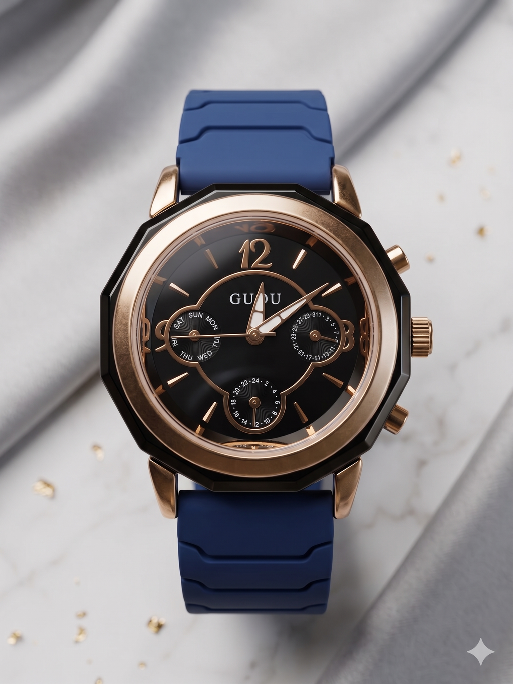 GUOU Premium Black Dial Magnetic Strap Watch for Women