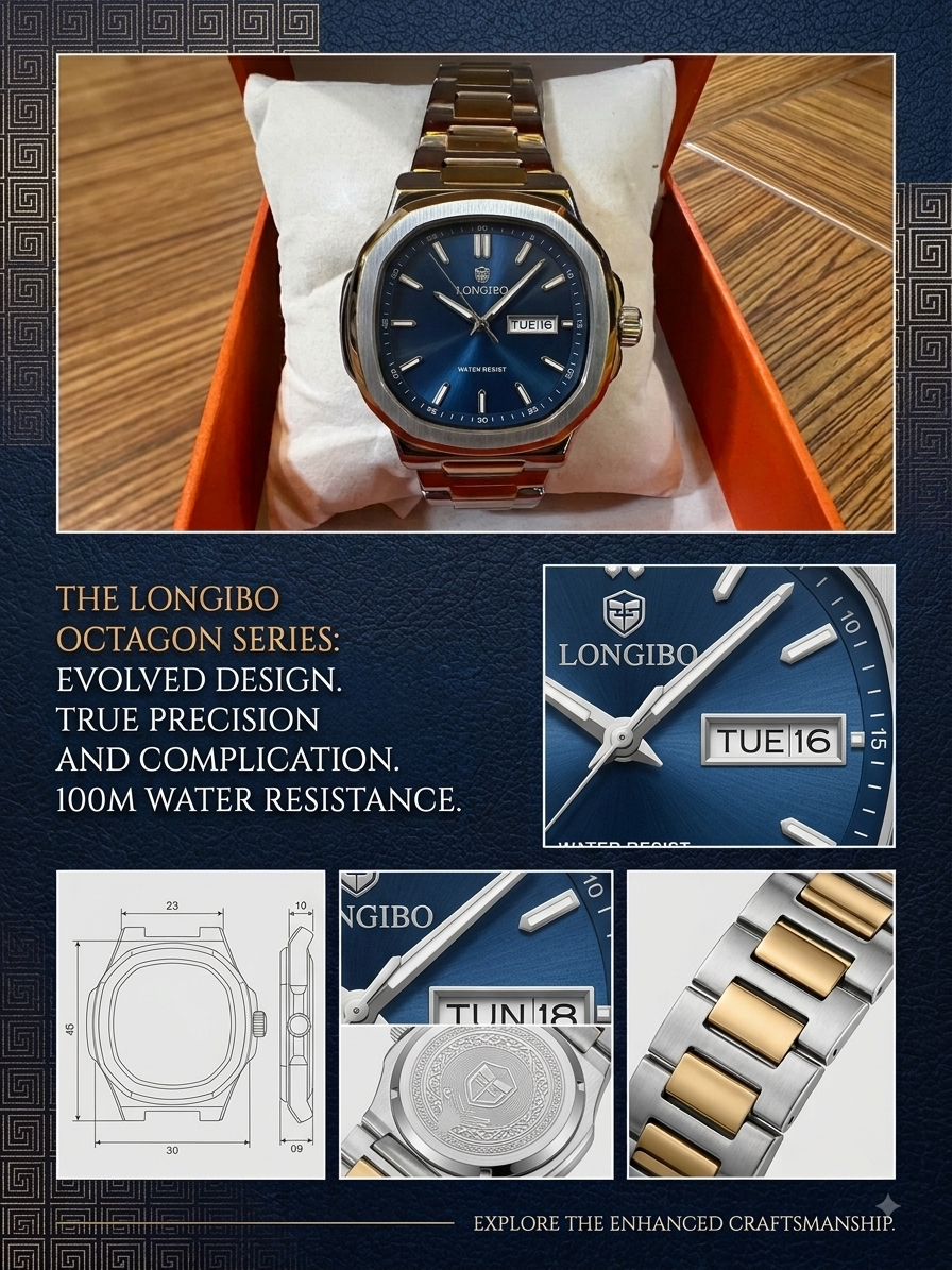 LONGBO Men's Gold & Silver Stainless Steel Quartz Watch