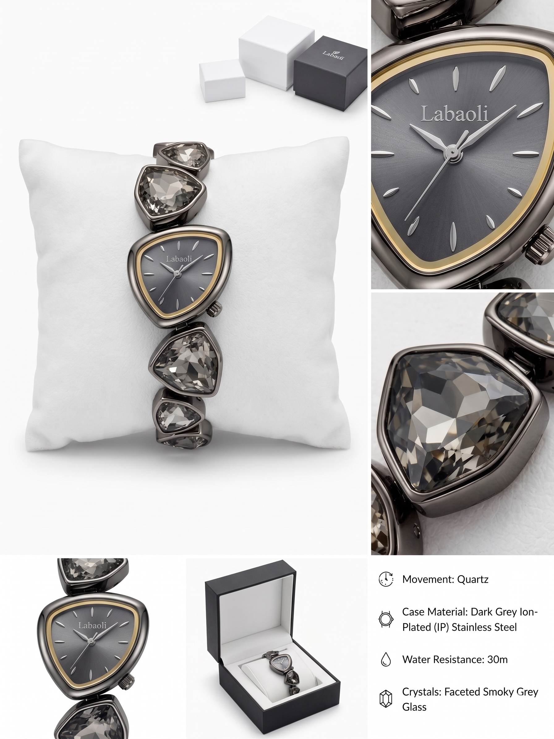 Labaoli Women’s Luxe Crystal Bracelet Watch – Silver Elegant Fashion Watch