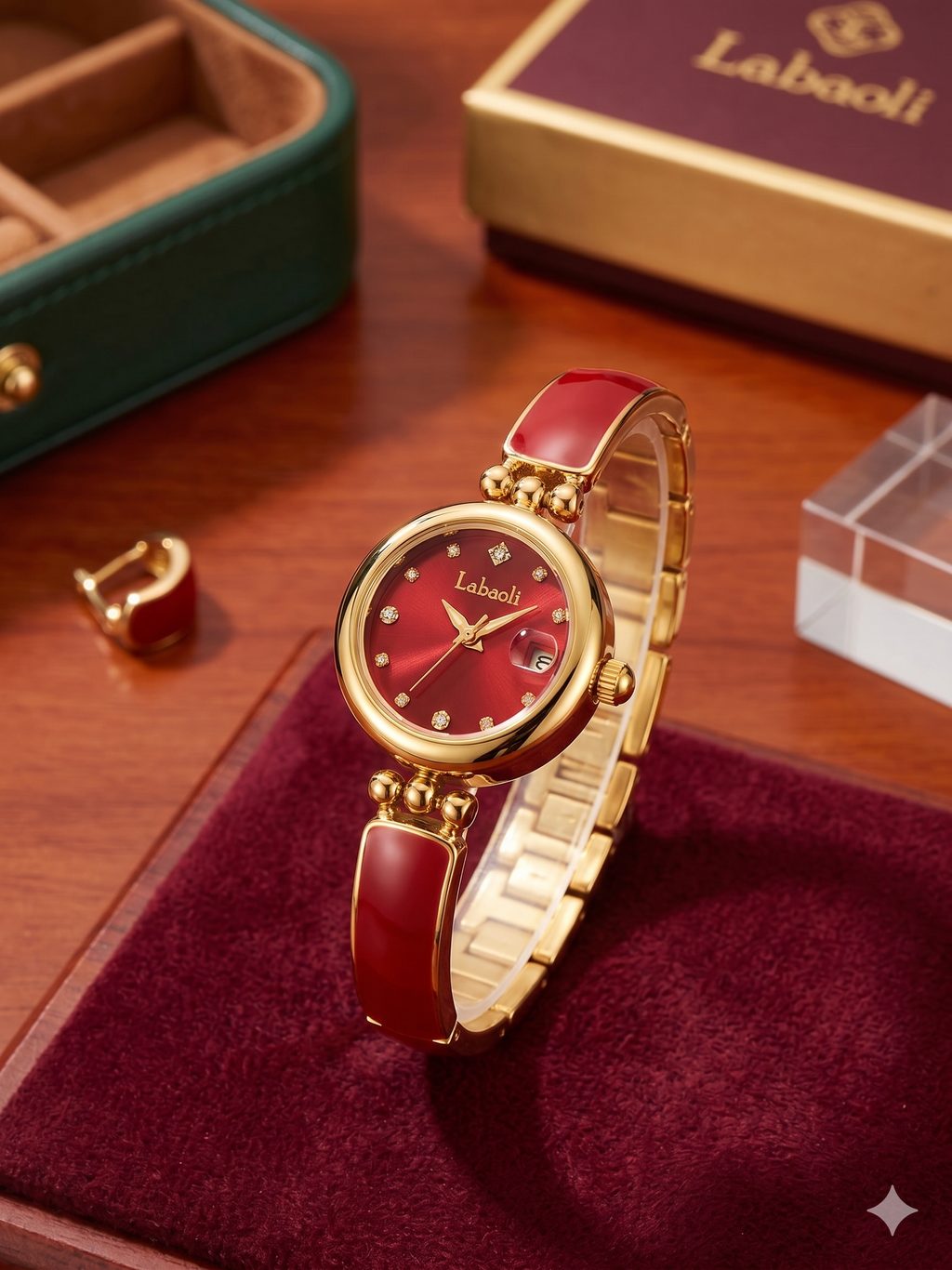Labaoli Women’s Luxury Bracelet Watch – Red Gold Fashion Quartz Watch
