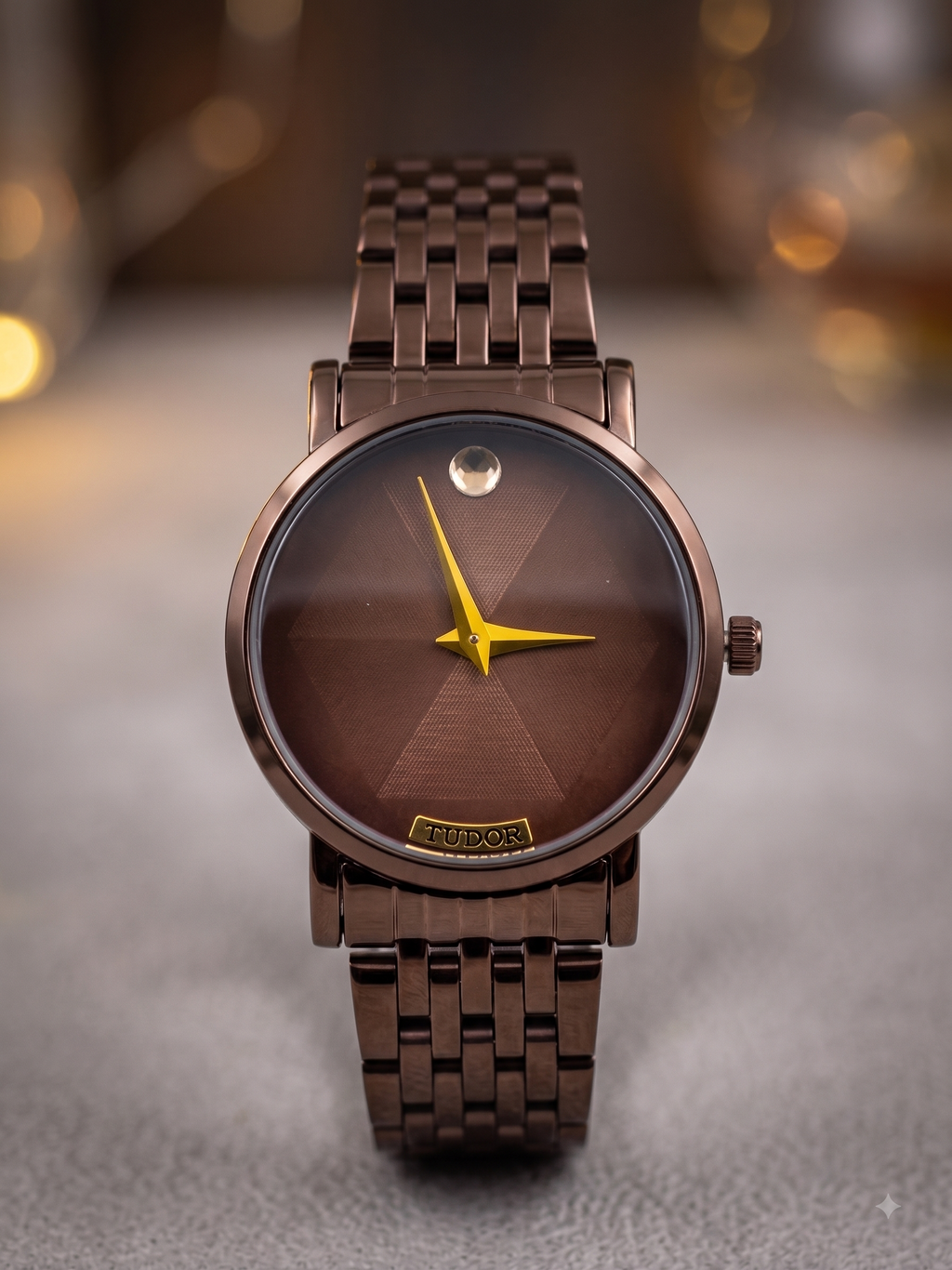 Men's Minimalist Brown Dial Stainless Steel Watch