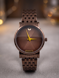 Men's Minimalist Brown Dial Stainless Steel Watch