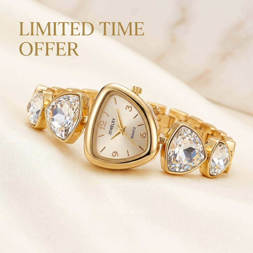 Women's Crystal Bracelet Quartz Watch – Gold & Silver