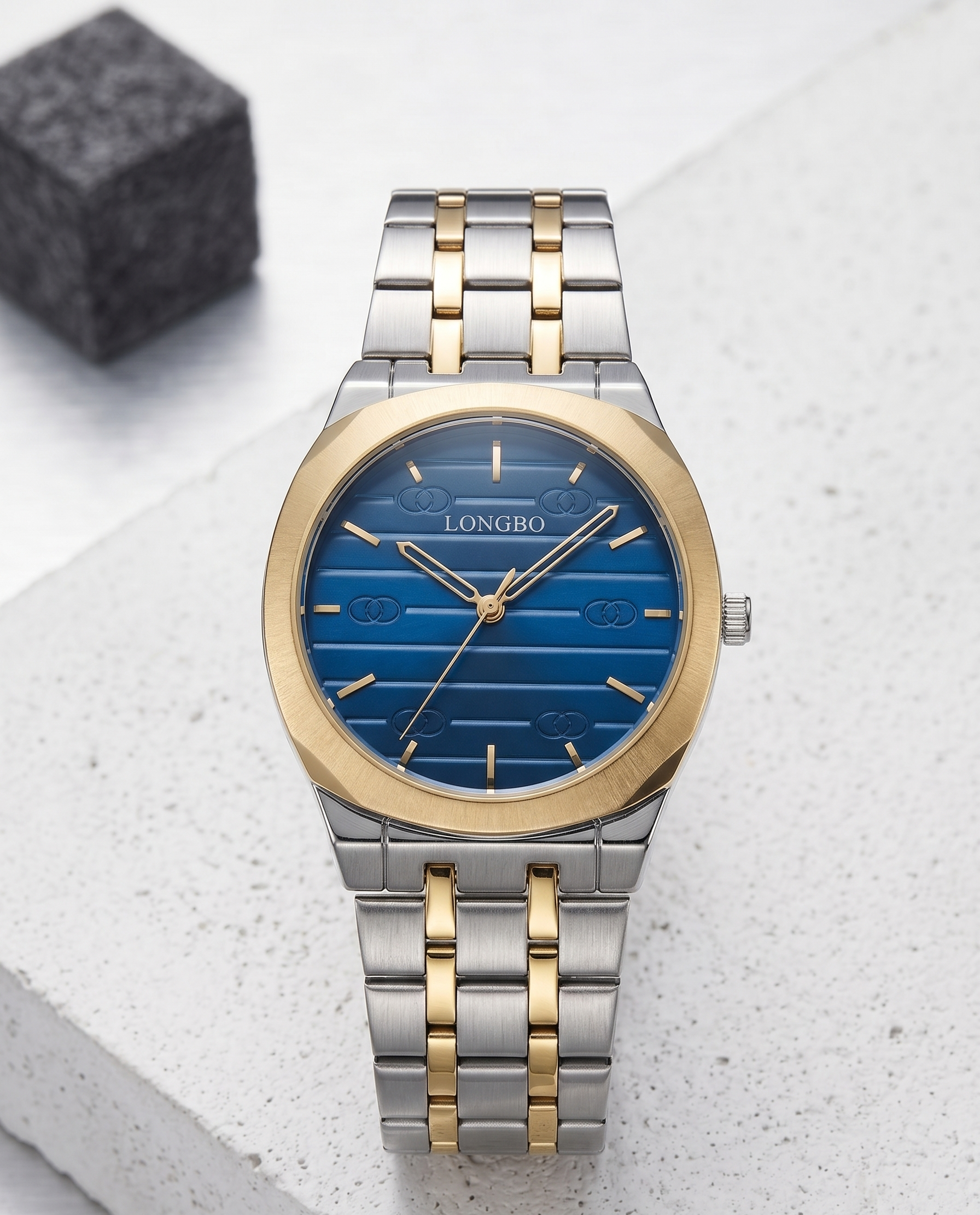 LONGBO Men’s Blue Dial Stainless Steel Watch – Minimal Luxury Design