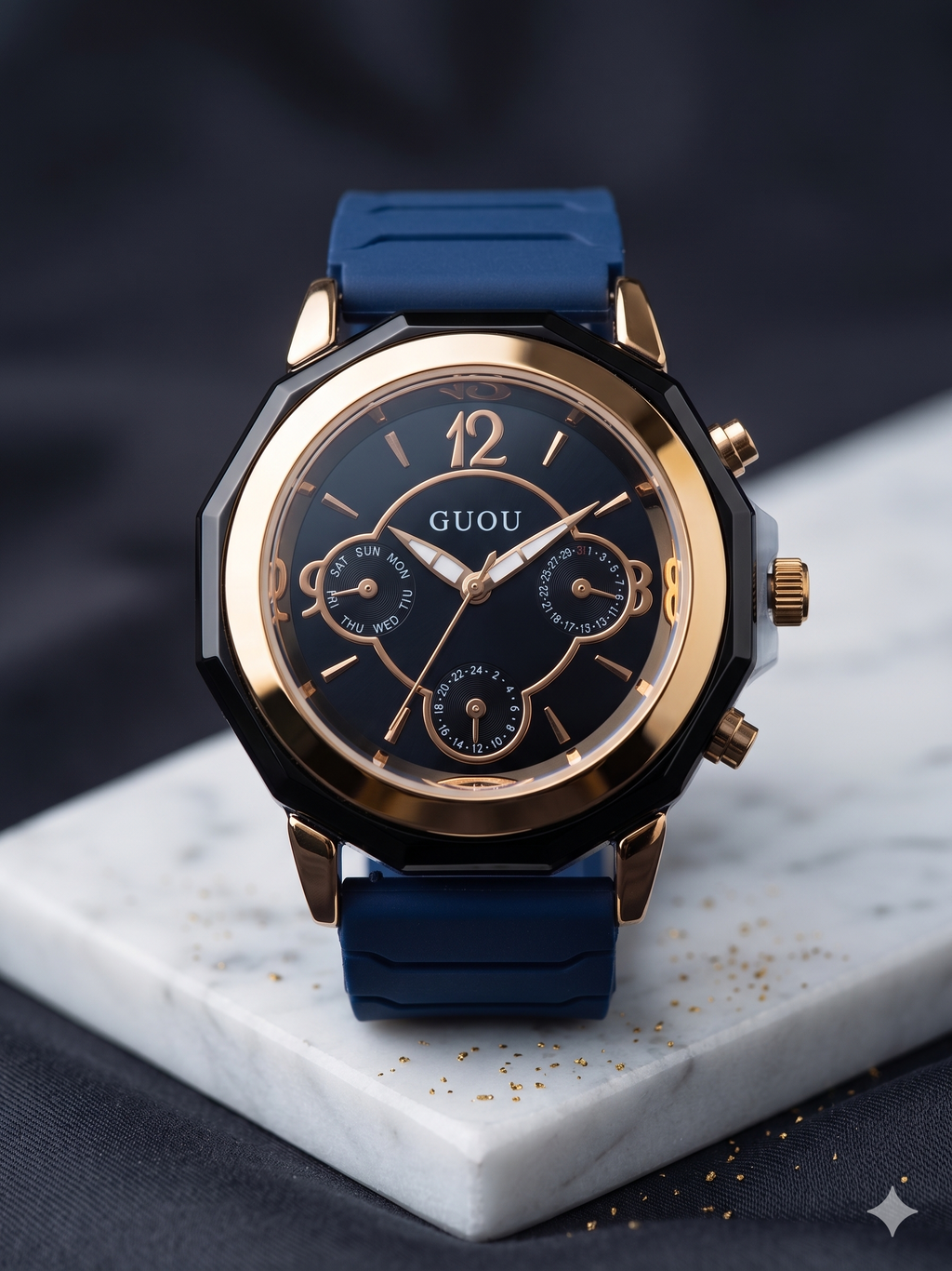 GUOU Premium Black Dial Magnetic Strap Watch for Women