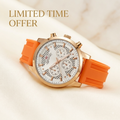 RINUO Men's Chronograph Watch – White Gold & Orange