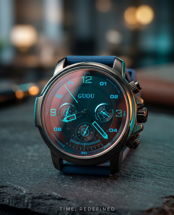 GUOU Men’s Chronograph Luxury Watch – Blue Strap