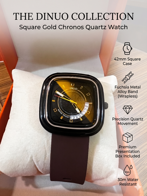 DiNuo Men’s Luxury Fashion Watch – Japanese Movement Square Dial Silicone Strap