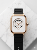 GUOU White Square Dial Luxury Watch for Women