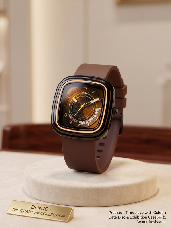 DiNuo Men’s Luxury Fashion Watch – Japanese Movement Square Dial Silicone Strap