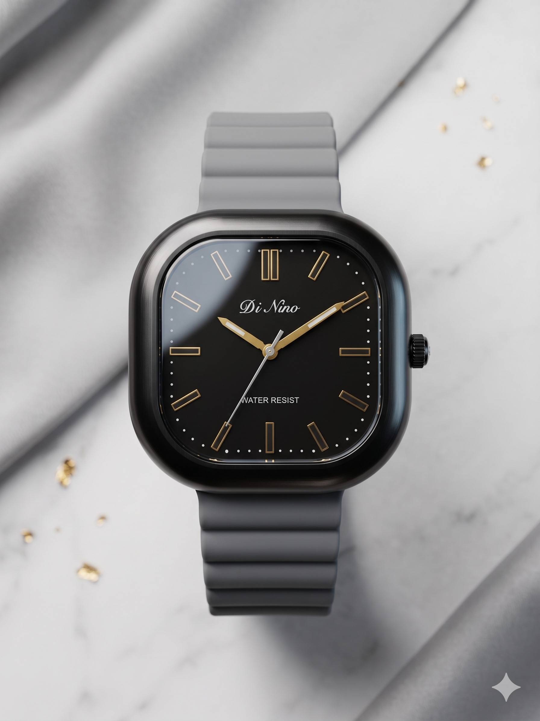 DiNuo Men’s Square Dial Fashion Watch – Black & Gold Edition