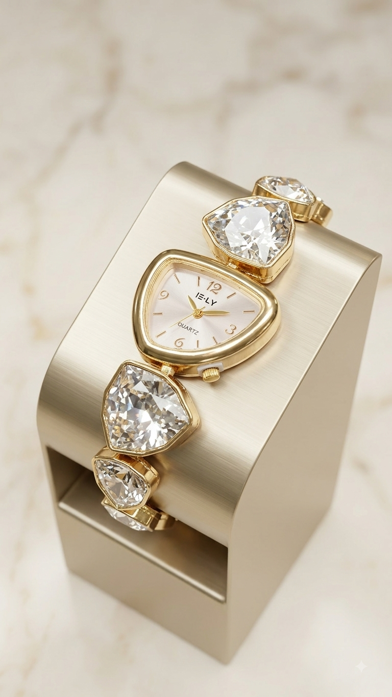 Women's Crystal Bracelet Quartz Watch – Gold & Silver